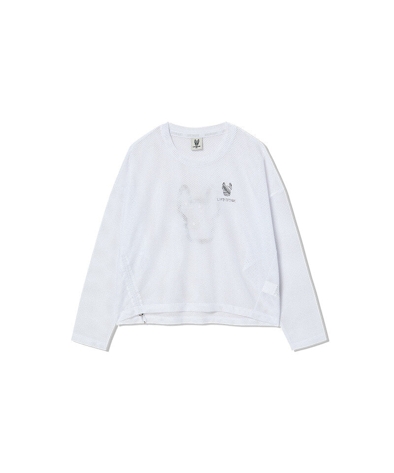 Women’s Mesh Short Long Sleeve T-Shirt – lightweight sheer mesh top in modern minimalist style