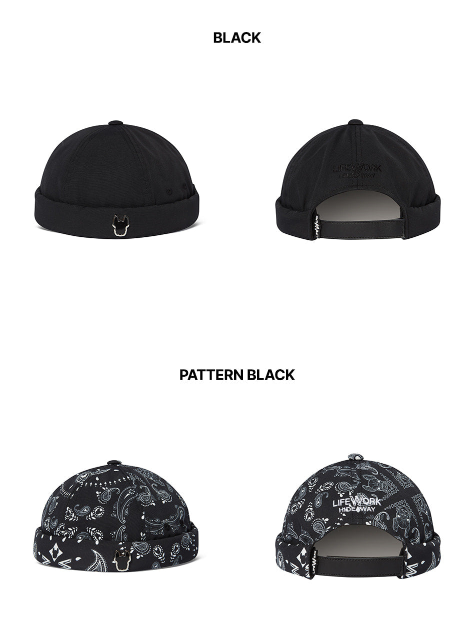 Black cap with pattern on a white background