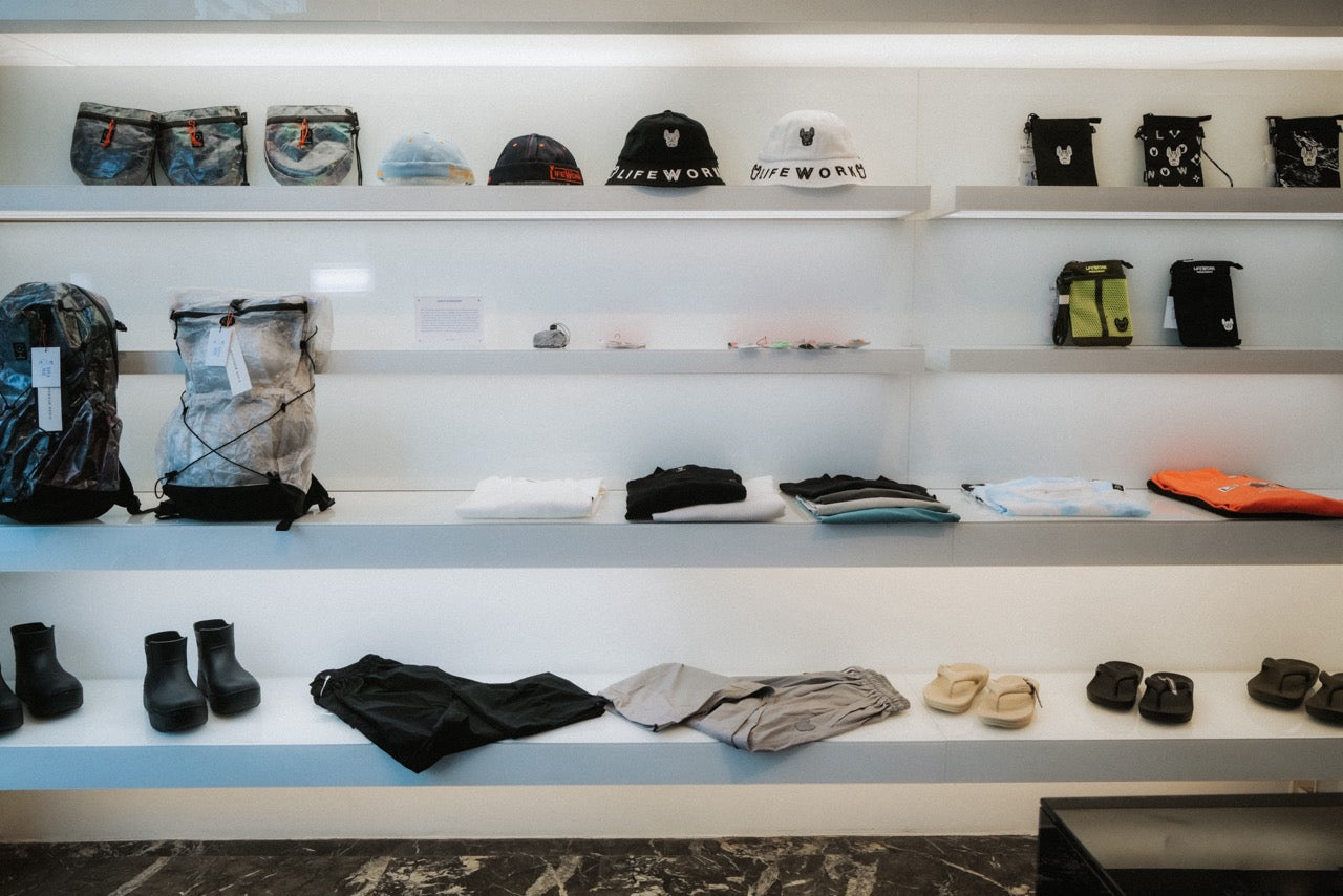 Large display of Korean fashion curation at Nava Mae's pop-up in Central Copenhagen