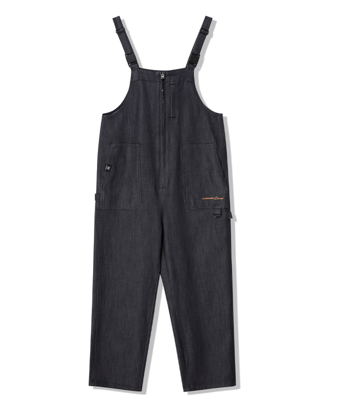 Denim jumpsuit med lav lynlås