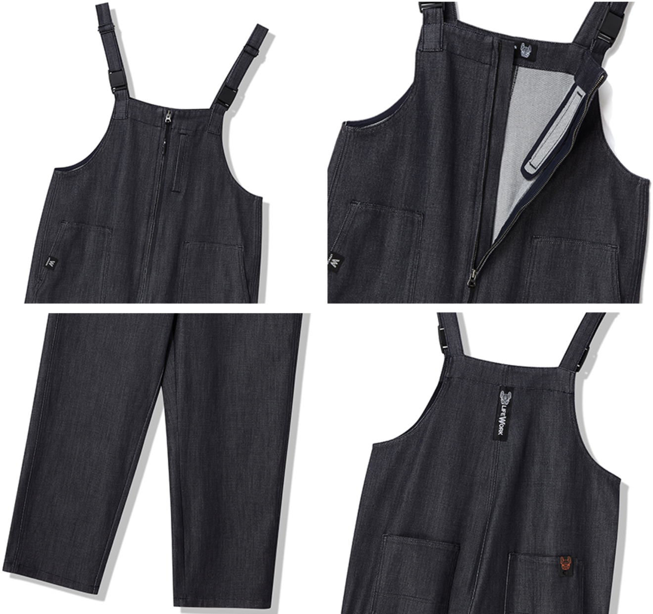 Denim jumpsuit med lav lynlås