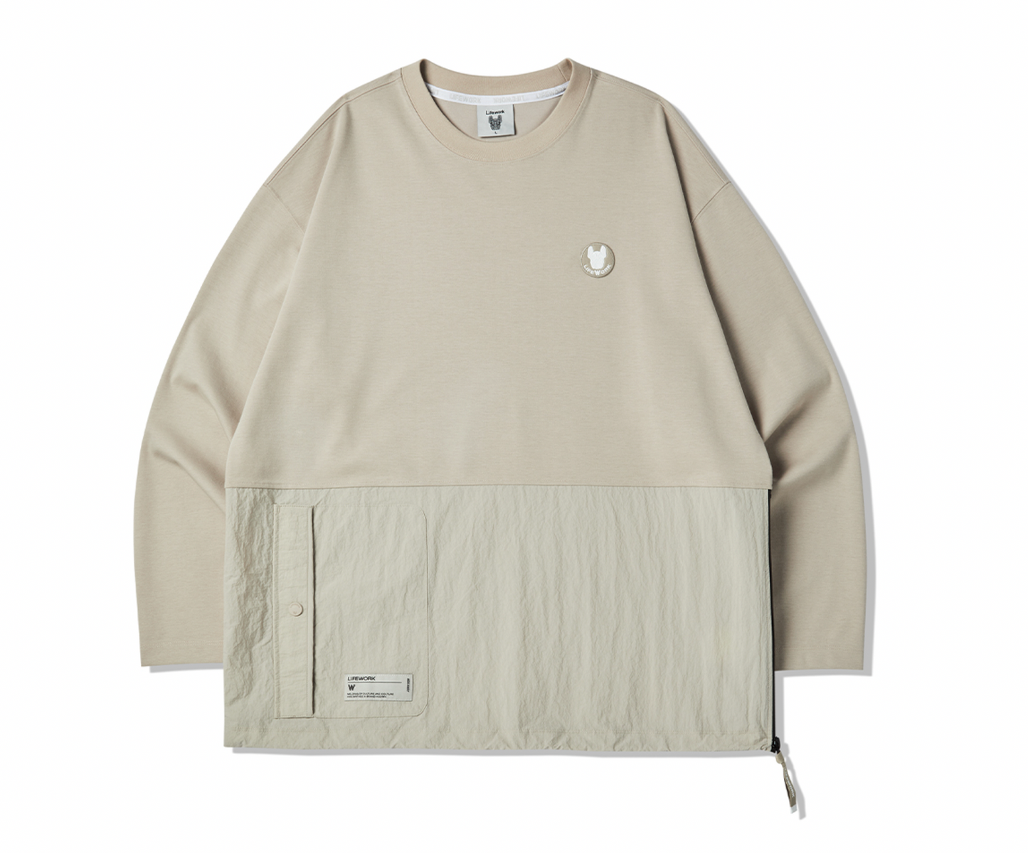 Langærmet t-shirt med vævet lomme