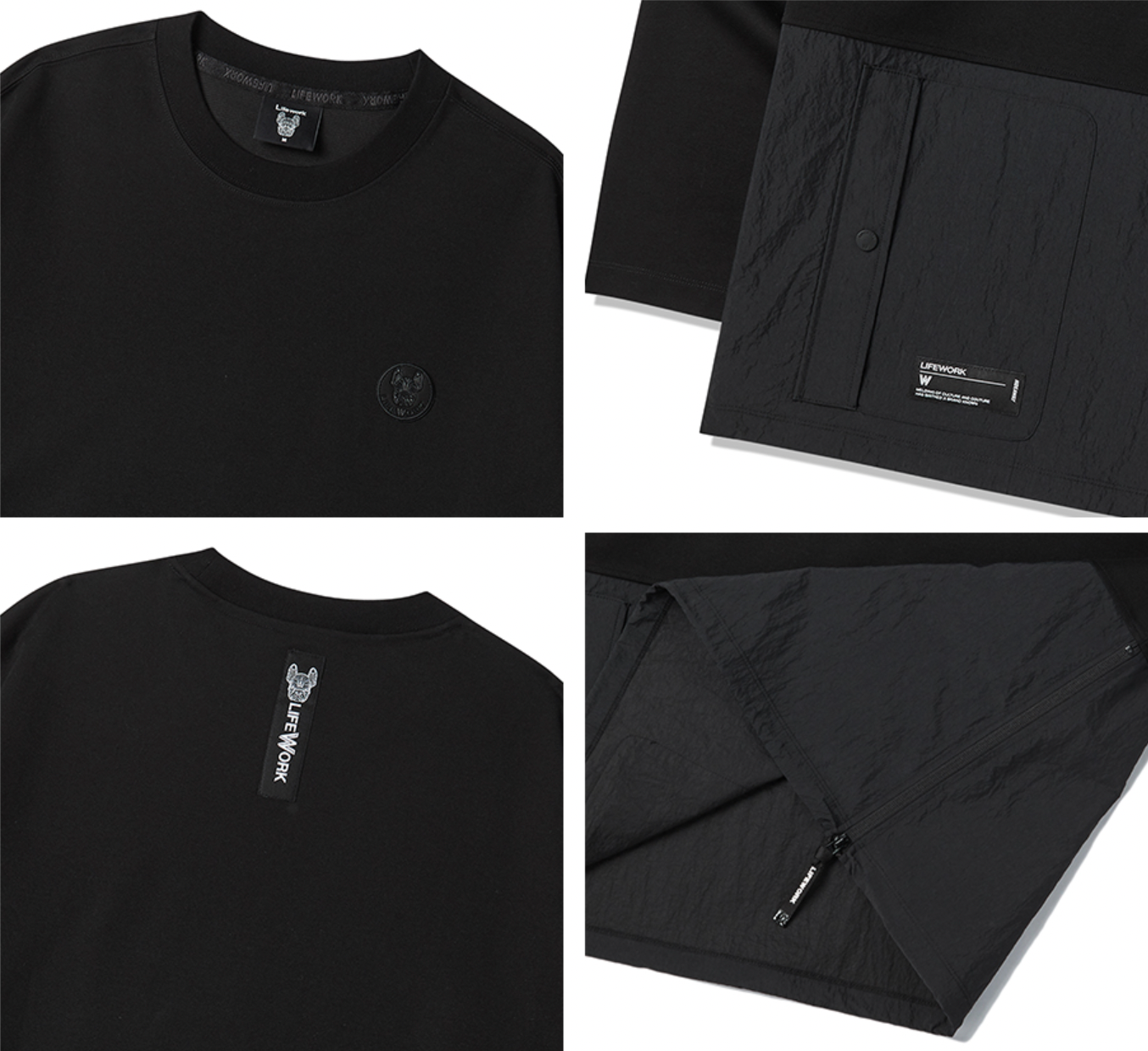Langærmet t-shirt med vævet lomme