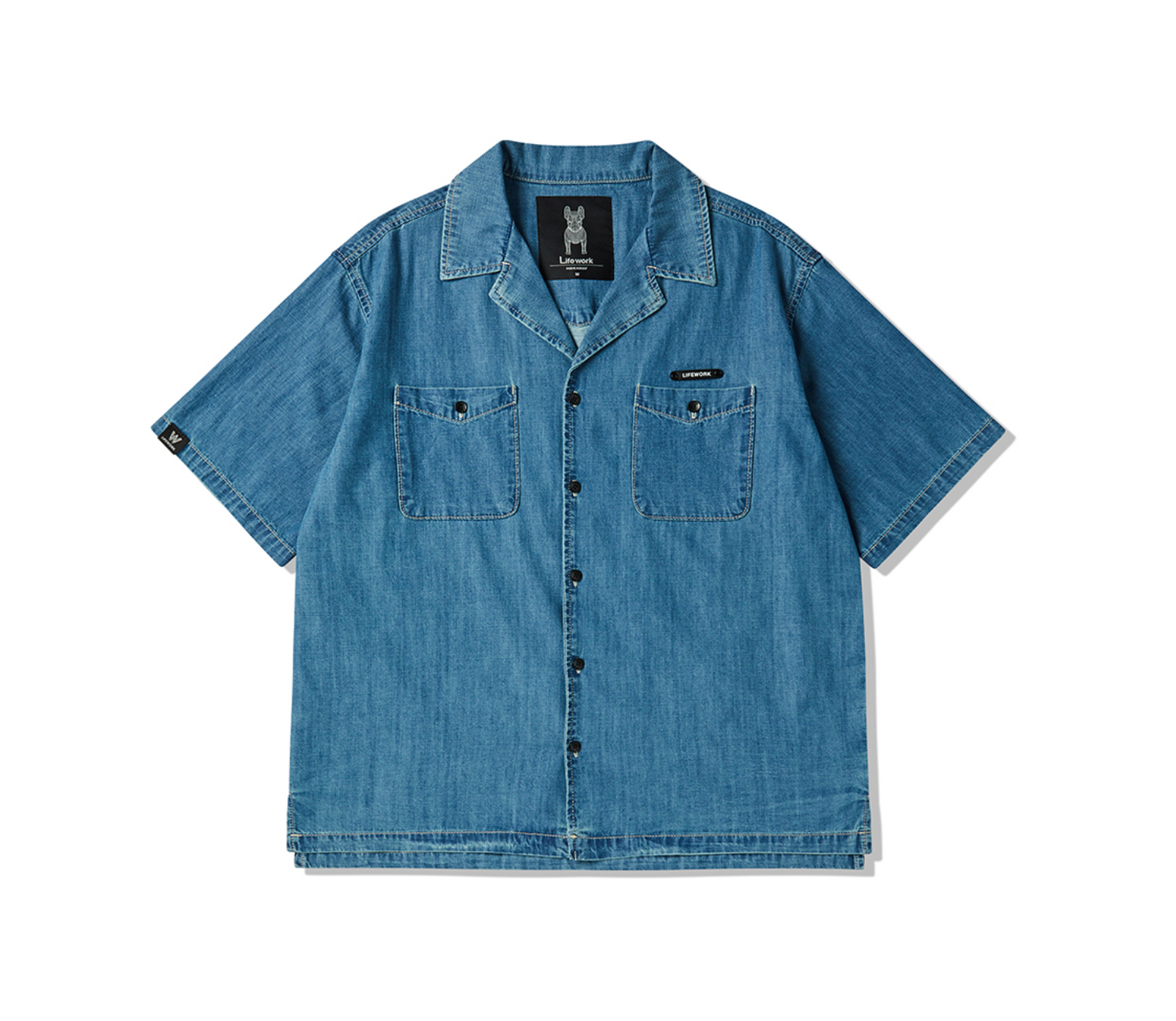 Black Label Denimskjorte med åben krave