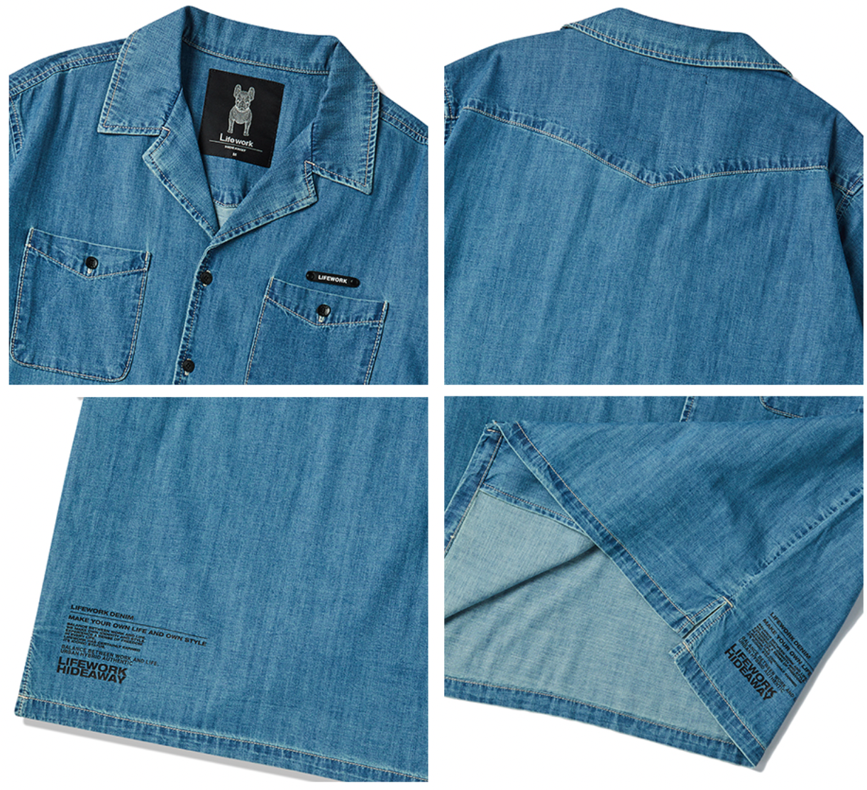 Black Label Denimskjorte med åben krave