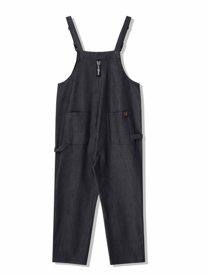 Denim jumpsuit med lav lynlås