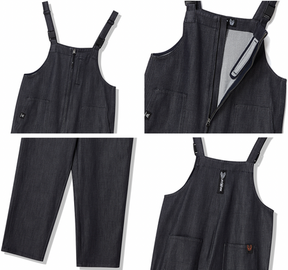 Denim jumpsuit med lav lynlås
