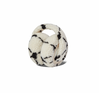 White and black textured ball toy on a white background