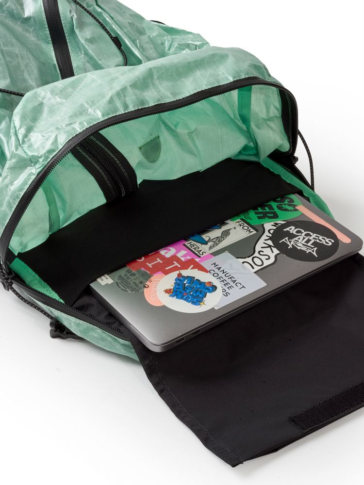 MInt Blue lightweight backpack with a laptop 