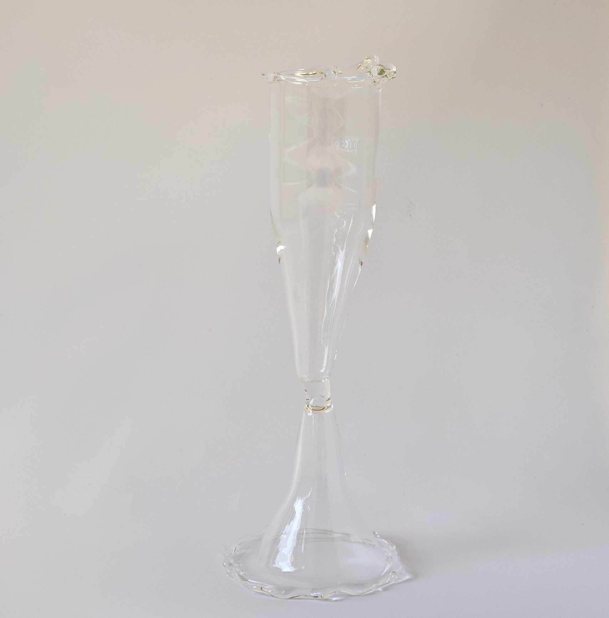 Handmade clear champagne glass