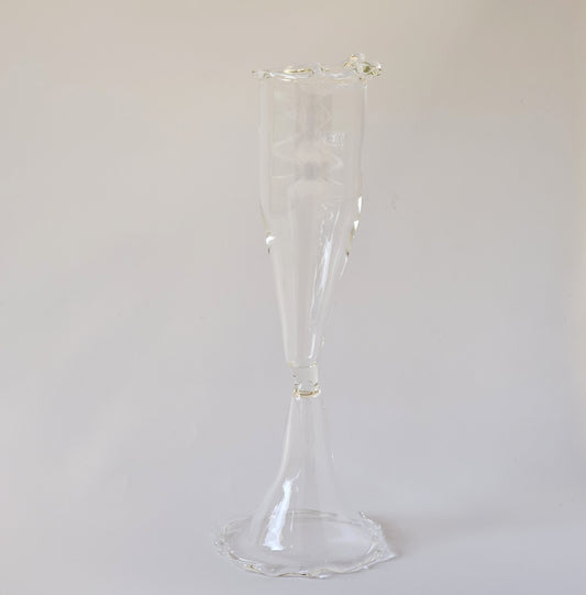 Handmade clear champagne glass